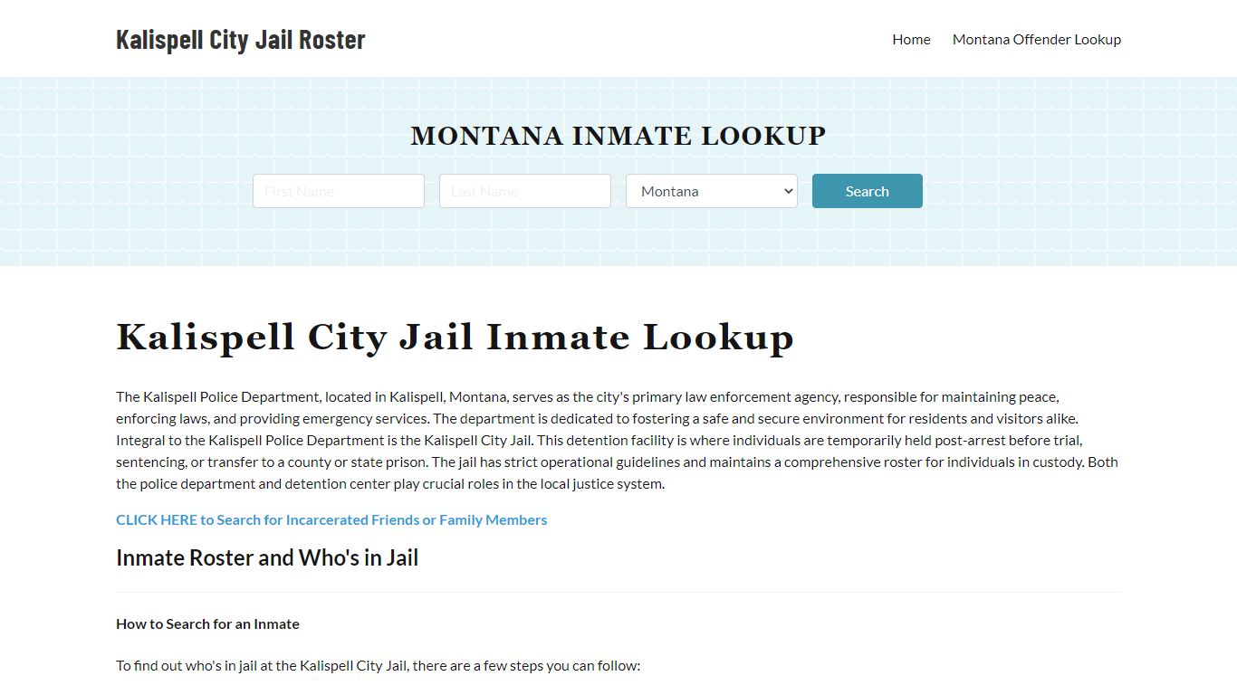 Kalispell Police Department & City Jail, MT Inmate Roster, Arrests ...